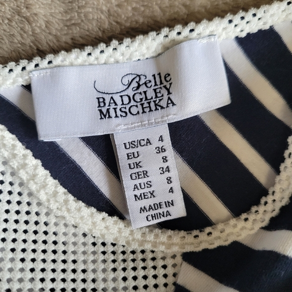 Belle Badgley Mischka striped cotton sleeveless dress size 4 - Picture 14 of 16